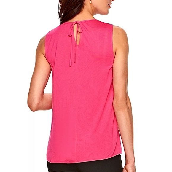 Tank‎ Top Sleeveless Blouse Floral Pleated Ruffle ELLE Sz L EUC - Picture 2 of 13